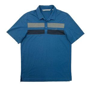 Travis Mathew Polo Shirt Mens M Medium Pacific Blue Performance Golf  *READ